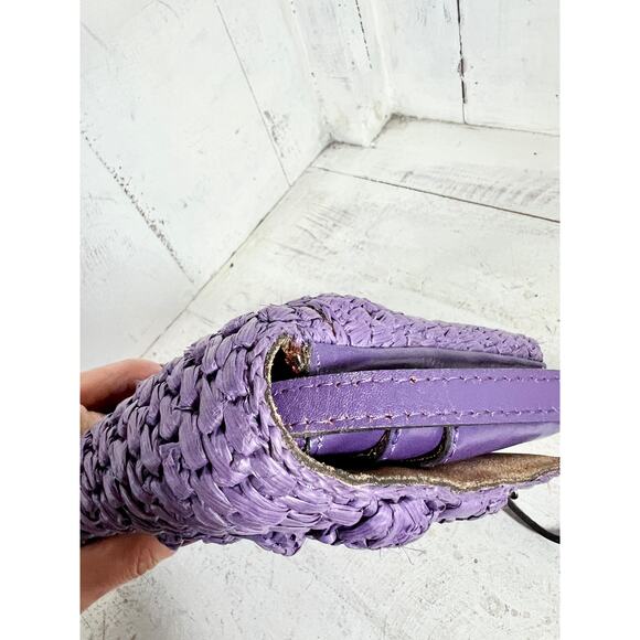 Patricia Nash Penley Raffia Straw Violet Flap Adjustable Crossbody Bag - Picture 10 of 13